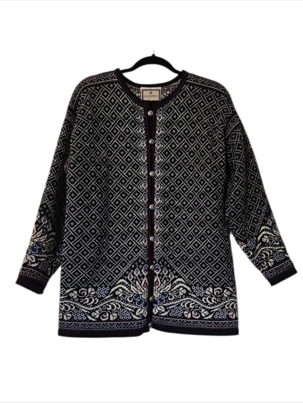 Dale of Norway Women Wool Nordic Fair Isle Knit Vintage Cardigan Sweater Small